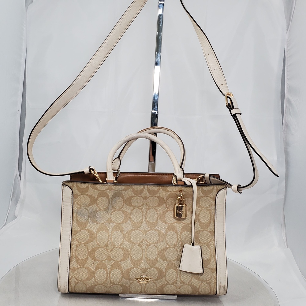 Coach Zoe Carryall Signature Coated Canvas Satchel Bag Crossbody F54775